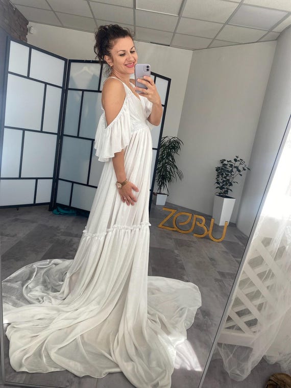 holiday baby shower dress Momyknows 2 Piece Lace Tube Tie Ruffle Elegant Fashion Bodycon Vacation Photoshoot Baby Shower Maternity Maxi Dress, White / L