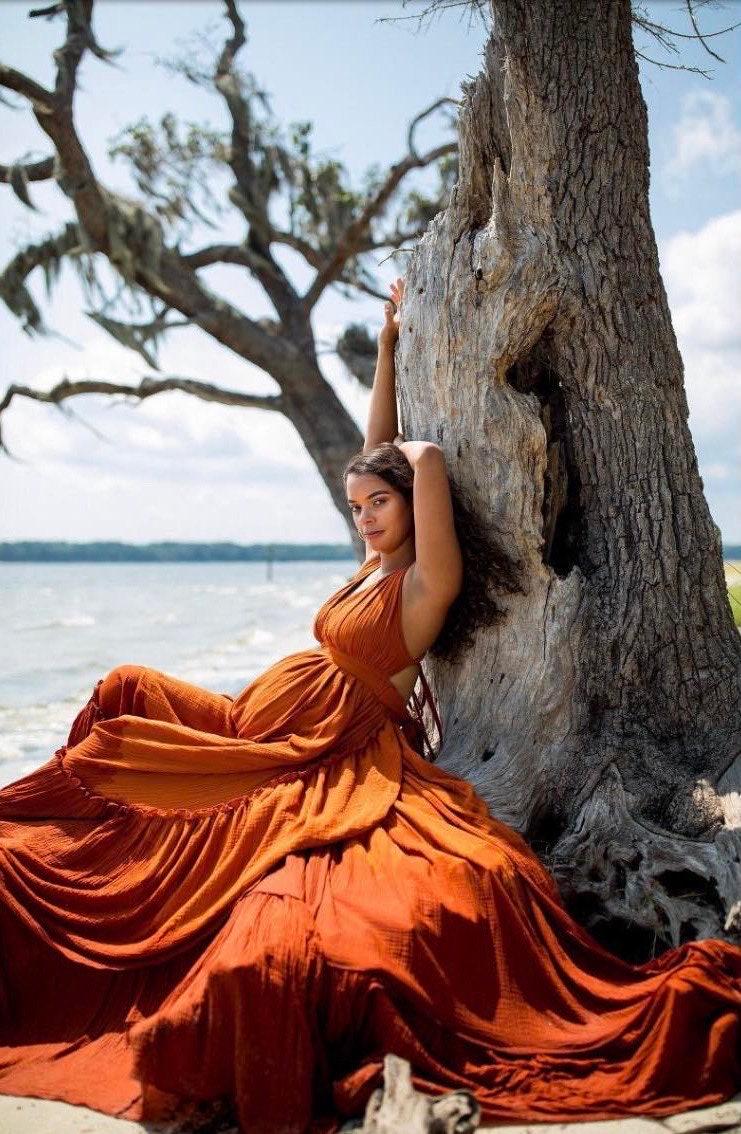 flowy burnt orange dress Flowy Dreams Sleeveless Crochet Maxi Dress (Burnt Orange)