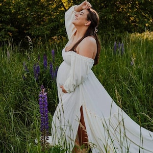 Boho Dress for Women | Gauze Maternity dress for photoshoot, Cotton Boho Maternity gown baby shower, Photoshoot dress, Photo prop | Elowen