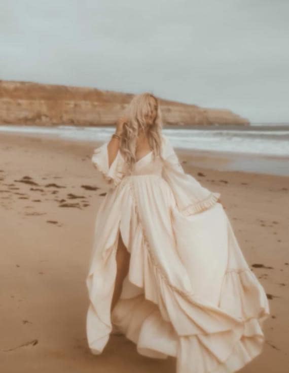Plus Size Wedding Dress, Boho Maternity Wedding Dress, Long Sleeve Wedding  Dress, Summer Style, Photoshoot Gown, Elopement Dress ~ Illusion