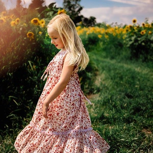 Blumen Kleid für Familien Fotoshooting, Mädchen Kleid, Cottagecore 5. Geburtstag Party Kleid, Tochter Geschenk, Hochzeit Gast Kleid Dana Kleid Bild 1