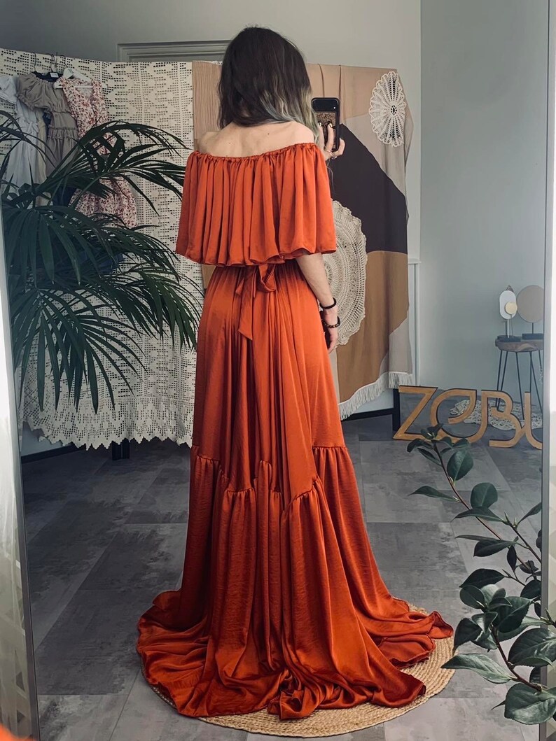 Rosewood 2 Piece Silk Maternity Dress for Photoshoot, Plus Size Maxi