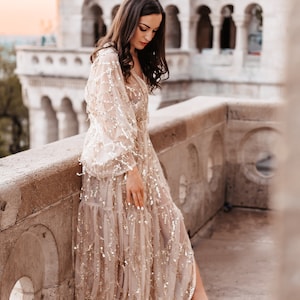 Boho Wedding Dress, Celestial Bridal Dress, Vow Renewal Dress, Bohemian Bride Dress, Elopement Dress, Maternity Photoshoot Dress ~ Bloom ~