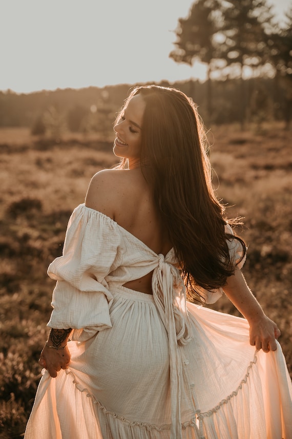 cream maternity dress