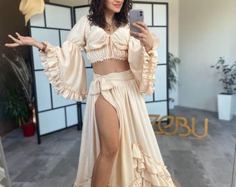 Abito da servizio fotografico premaman in stile boho ~ Abito da sposa premaman a due pezzi ~ Abito per baby shower o servizio fotografico ~ Euphoria