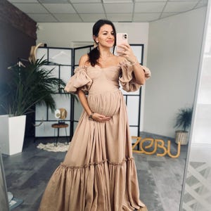 Baby Shower Dress, Women Boho Maternity Dress, Handmade Dress, Pregnancy Dress, Maternity Wedding Dress, Maternity Photoshoot Gown ~ Linda ~