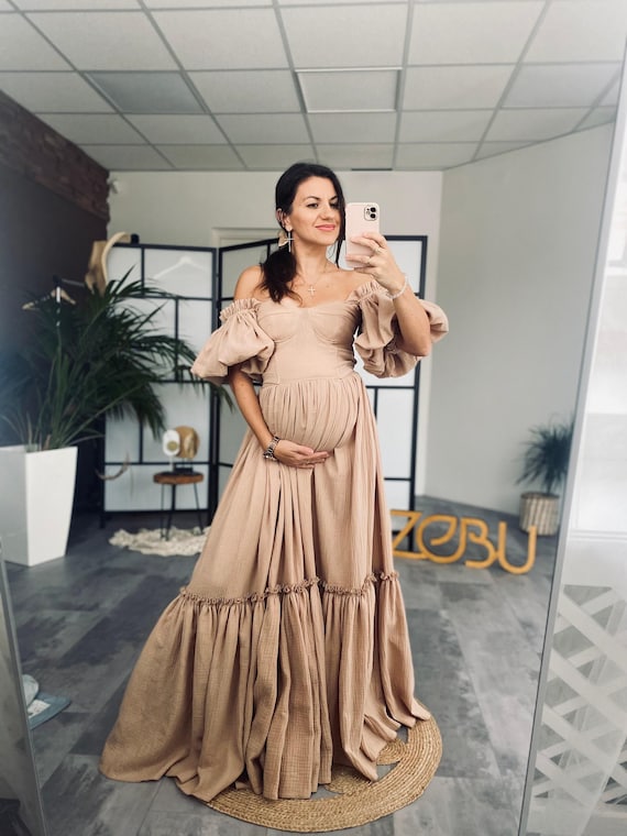 Spring Style Baby Shower Dresses for Women ~ Boho Maternity Gown for Photoshoot or Maternity Wedding Dress ~ Pregnancy Dress ~ Linda ~