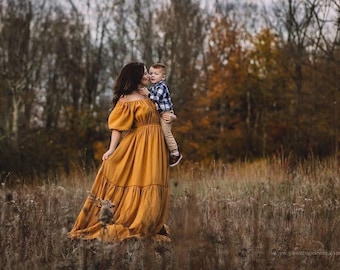 Boho Gravidklänning Unik Vårklänning Fotograferingsklänning från ZeBuBeYou® ~ Gravidfotografering i Stora Storlekar, Regentityklänning