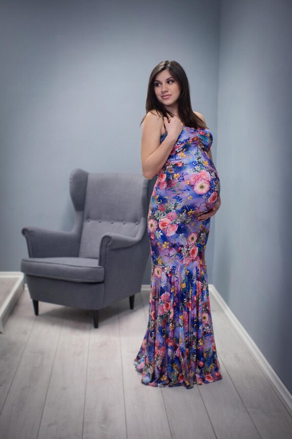 Spring flower Maternity Dress/ Off the shoulder Maternity | Etsy