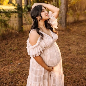 Boho Wedding Dress, Plus Size Photoshoot Gown, Maternity Photo Props Dress, Pregnancy Gown, Chiffon Maternity Dress, Boho Dress~ Pure Love ~