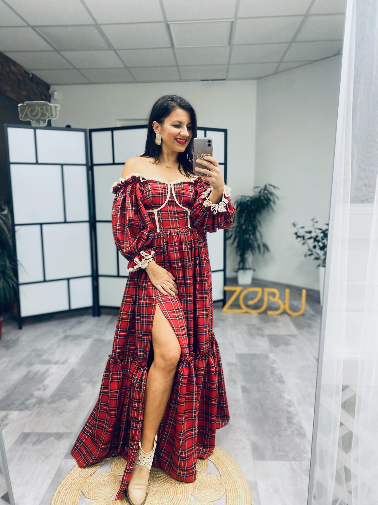 christmas sweater dress uk Mommy And Me Christmas Plaid Dresses For Photoshoot by ZeBuBeYou ~ Mother Daughter Retro Tartan Dress For Holiday Photo Props ~ Simone