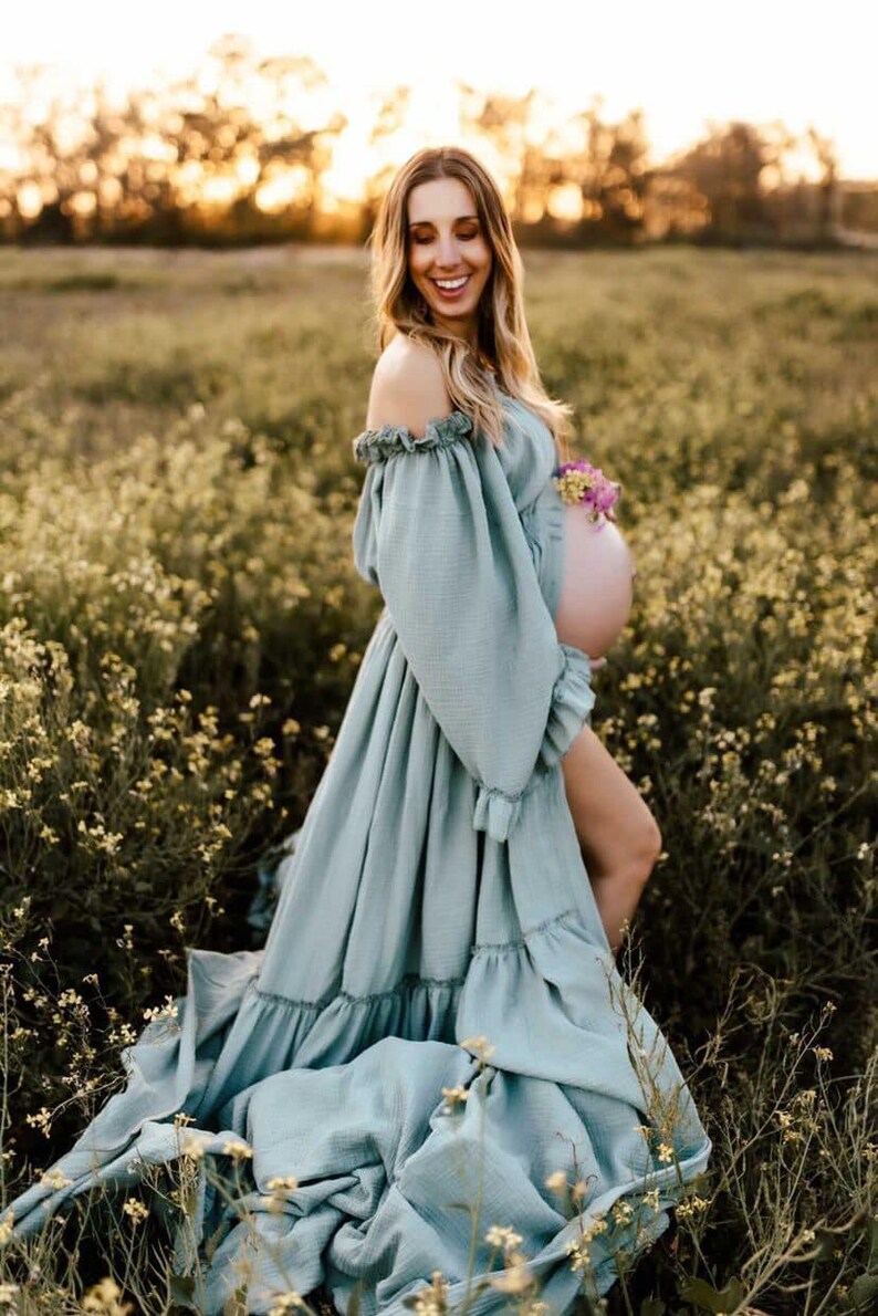 Maternity Dress for Photoshoot Boho Maternity Gown Baby Etsy