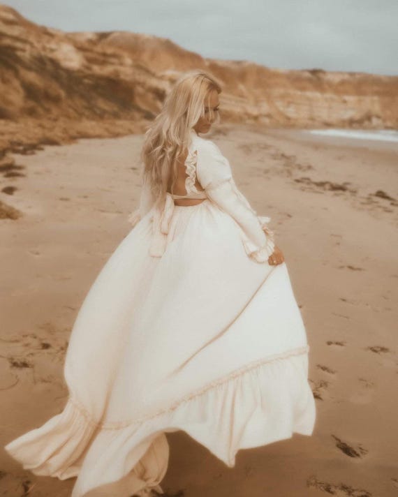 Maternity Wedding Dress Best Summer Style Photoshoot Gown by ZeBuBeYou ~ White Boho Maternity Beachy Wedding Dress For Bride ~ Illusion Maternity Wedding Dress Best Summer Style Photoshoot Gown by ZeBuBeYou ~ White Boho Maternity Beachy Wedding Dress For Bride ~ Illusion
