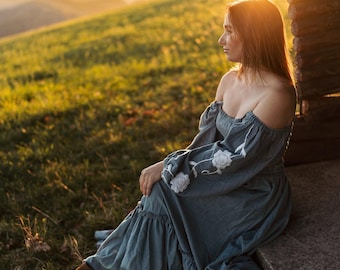 Two Piece Denim Dress by ZeBuBeYou® ~ Handmade Dress For Maternity Session ~ Winter lily