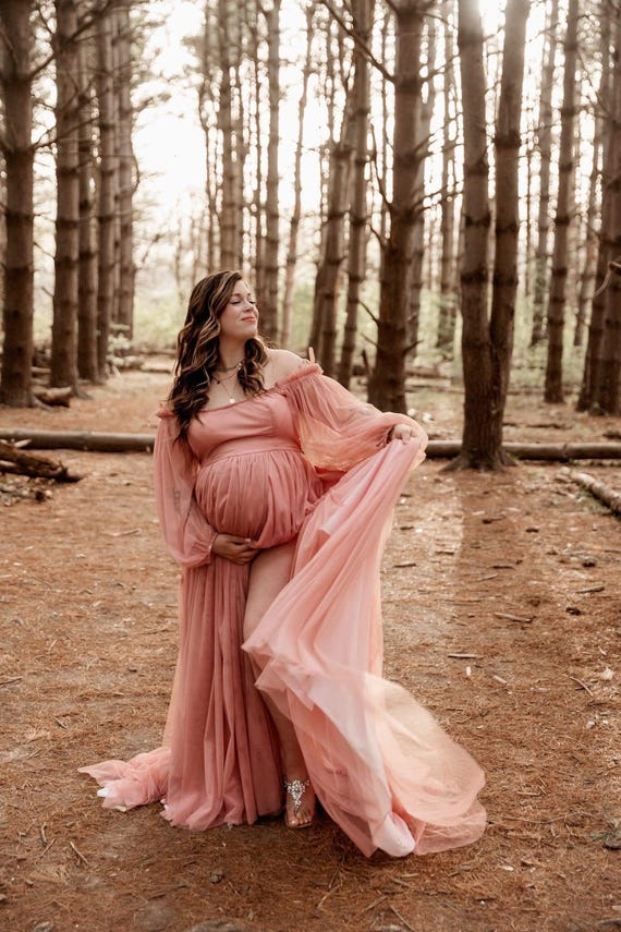 blush pink pregnancy dresses Carlotta | Blush Pink Bardot Maternity Maxi Dress With Chiffon Cape