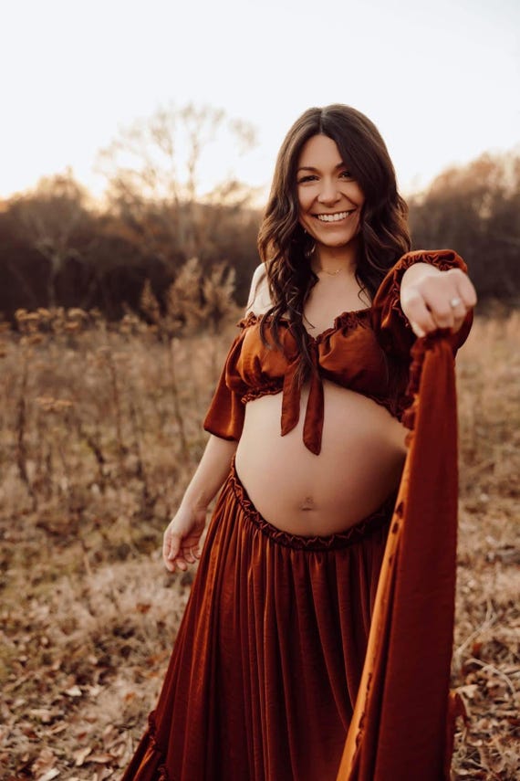 Two Piece Photoshoot Dress With High Slit by Zebubeyou ~ Fall Fashion  Maternity Gown in Vintage Style ~ Fall Style Photography Gown~melanie -  Etsy New Zealand