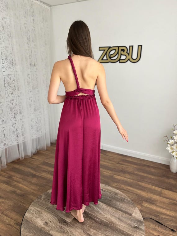 mother of the bride dress flowy La Femme - 29235 Illusion Embroidered Flowy A-line Dress 8 / Dark Mauve