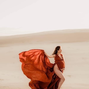 Everly | Gauze Maternity gown for photo shoot, Cotton Boho Maternity gown baby shower, Flutter Pregnancy dress for client closet