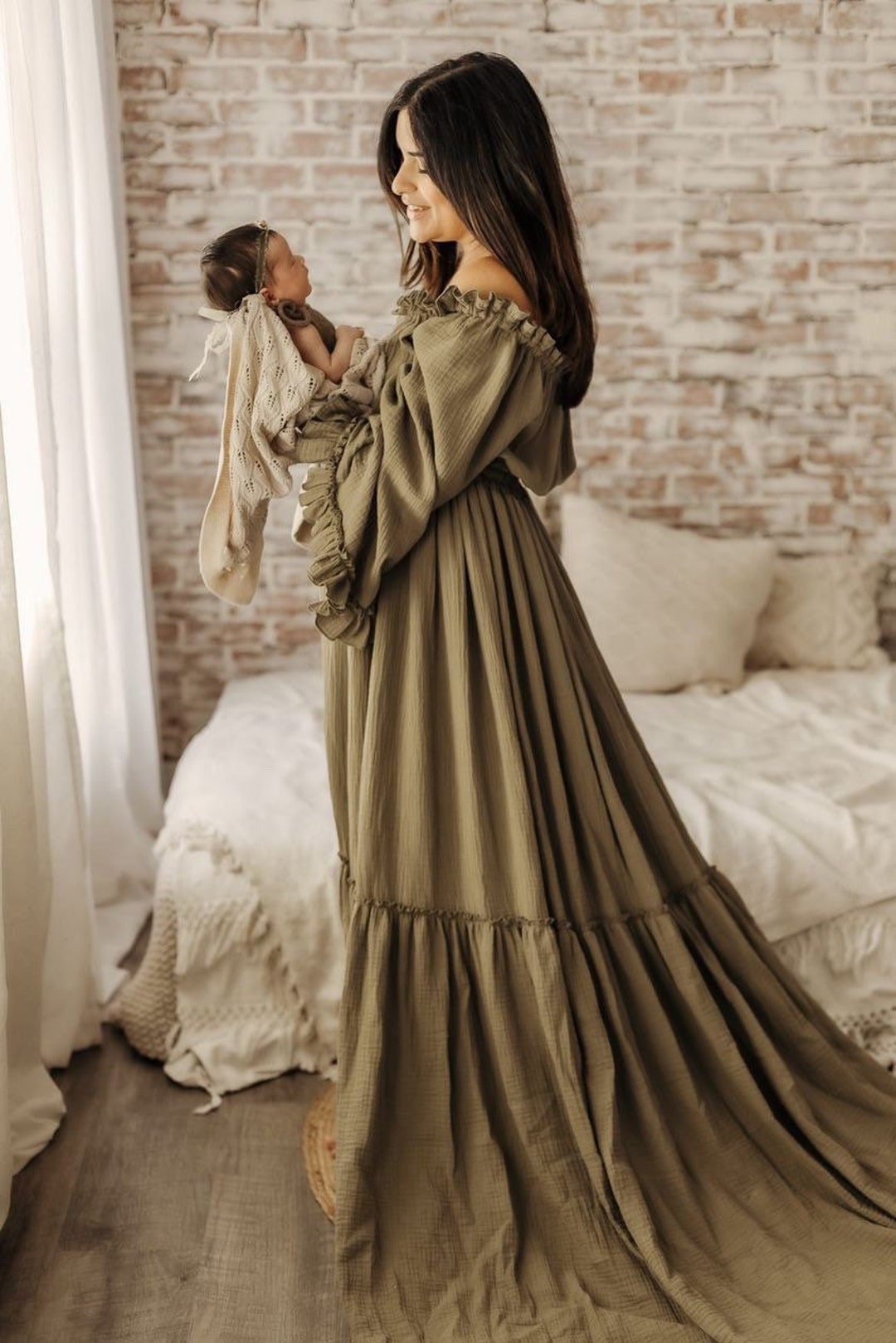 Maternity Dress for Photoshoot Boho Maternity Gown Baby Etsy