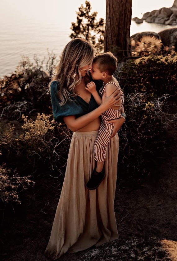 Maternity Dress For Photoshoot ~ Boho Elopement Dress 2 Pc Set ~ Maternity Wedding Guest Dress Handmade Womens Clothing ~ Baby Shower~Gloria