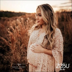 Koronkowa sukienka vintage na sesję ciążową | Sukienka boho dla kobiet | Rekwizyty do zdjęć, Sesje zdjęciowe ciążowe | Ręcznie robiona sukienka ciążowa | Athena
