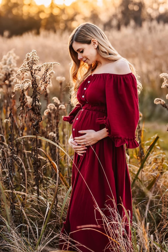 princess polly baby blue dress Pinkblush PinkBlush Burgundy Off Shoulder Wrap Maternity Photoshoot Gown/ Dress Small : Target main image 1