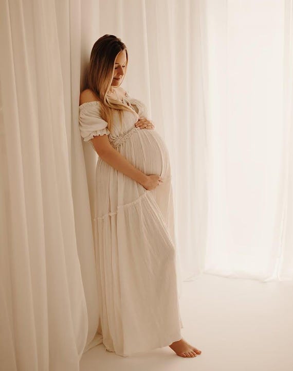 navy blue dress for baby girl Long Sleeve Maternity Maxi Dress Teal / X-Large main image 1