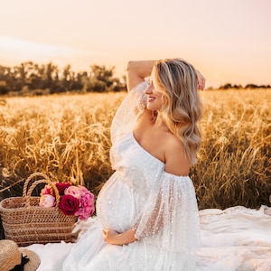 Boho Paillettenkleid, Schwangerschafts Foto Requisiten Kleid, Schwangerschaft Fotoshooting Kleid, elegante Umstandsmode, Braut Umstandskleid ~Virgina~