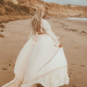 Maternity Wedding Dress, White Boho Maternity Dress For Photoshoot by ZeBuBeYou, Plus Size Dress, Beach Wedding Gown, Photography ~Illusion~