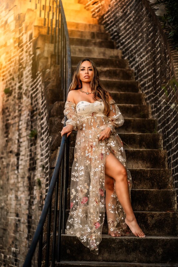 Boho Dress for Women | Embellished Tulle Vintage Maternity Dress | Bohemian  Maternity Photo Props Dress Pregnancy Photoshoot Dress | Tina - Etsy