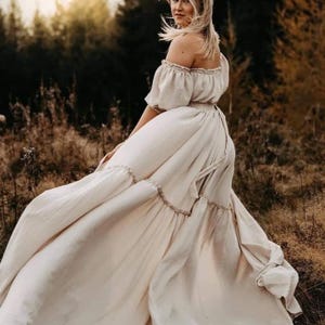 Two Piece Maternity Dress, Photography Gown, Boho Wedding Dress, Outfit For Photo Shoot, Bohemian 2 Piece Set by ZeBuBeYou ~ Melanie ~