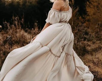 Two Piece Maternity Dress, Photography Gown, Boho Wedding Dress, Outfit For Photo Shoot, Bohemian 2 Piece Set by ZeBuBeYou ~ Melanie ~