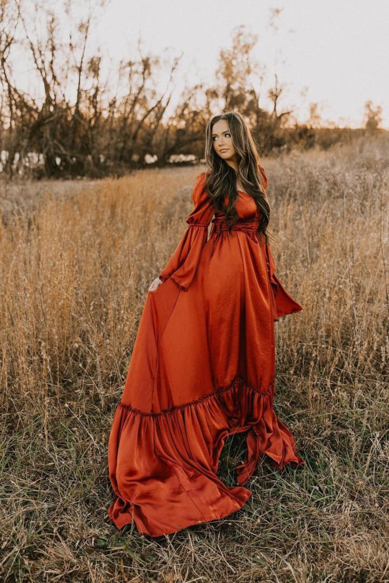 Bohemian Maternity dress for photoshoot plus size, Long train maternity babyshower dress Flying dress , Pregnancy dress photoshoot image 1