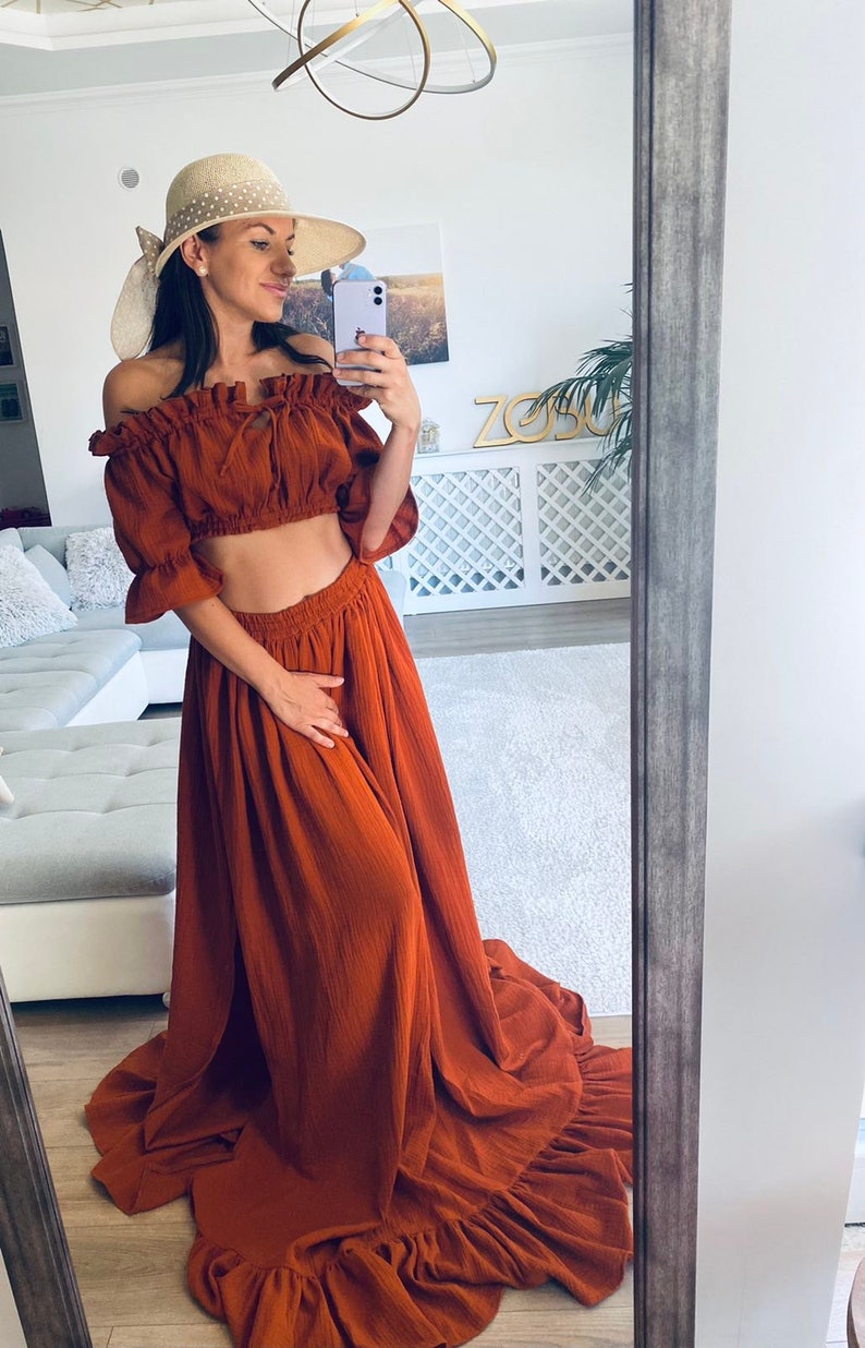 Two Piece Maternity Dress for Photoshoot Boho Maternity Gown Etsy