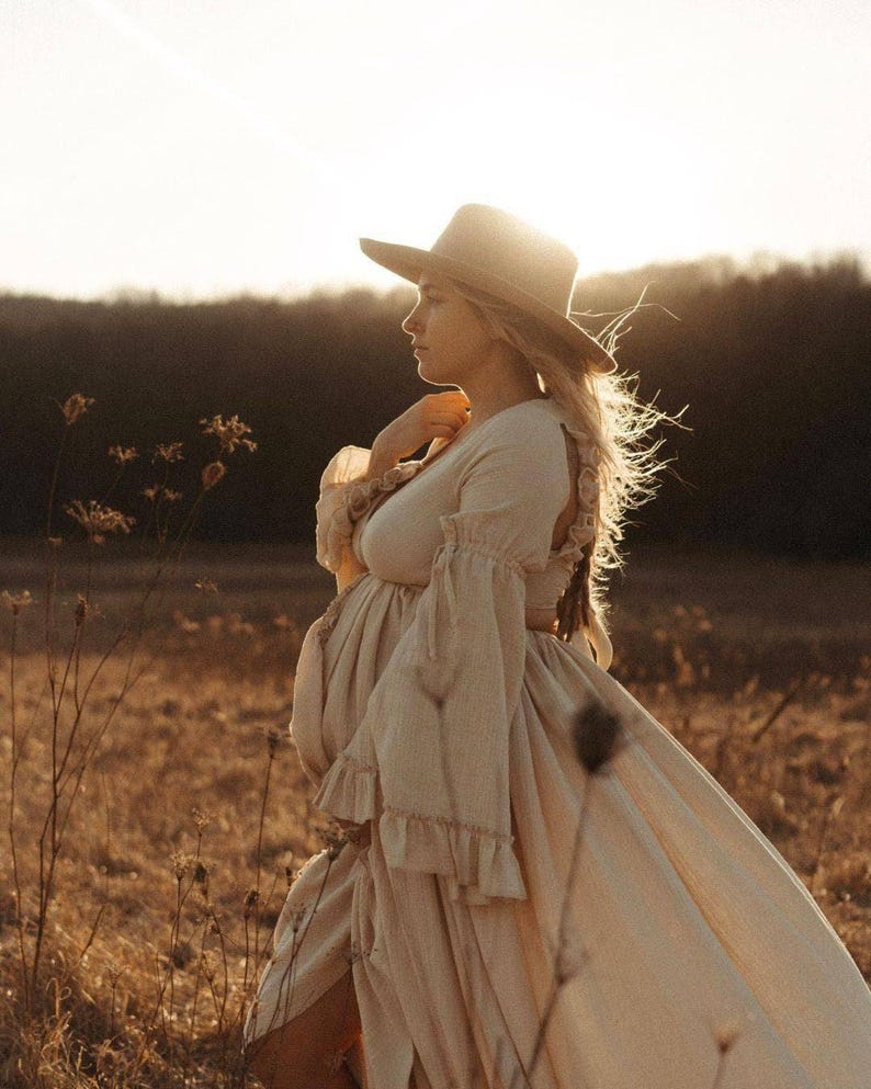 Plus size Maternity dress for photo shoot Maternity gown baby shower dress Boho maternity dress for client closet Illusion image 4