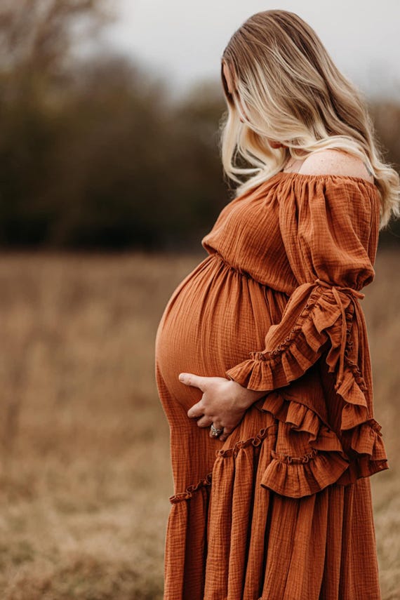 Maternity Dress for Photo Shoot, Boho Pregnancy Dress, Baby Shower Dress  for New Mom, Plus Size Photography Gown,off Shoulder Dress ~ Sidney - Etsy