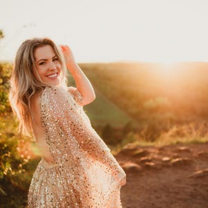 green emerald velvet dress Foil Gown