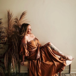 Summer Style Maternity Dress For Photoshoot, Photography Gown, Boho Pregnancy Dress, Baby Shower Gown, Maternity Photo Props ~Waterlily Gown