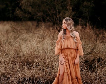 Tulle Maternity Dress For Photo Shoot ~ Whisper ~ Goddess Pregnancy Gown For Baby Shower or Photography Gown ~ Custom Womens Clothing