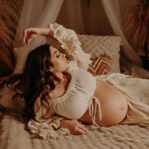Boho Maternity dress Vintage photoshoot baby shower gauze Pregnancy Photo shoot dress Flutter Photoshoot gown Gabriella