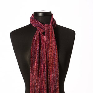 Red Chenille Scarf, Handwoven Scarf, Lightweight Scarf