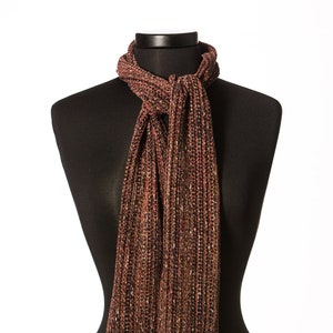 Brown Chenille Scarf, Handwoven Scarf