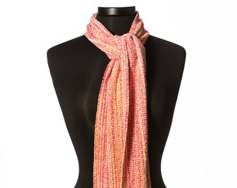 Coral scarf, Handwoven Scarf, Chenille Scarf, Lightweight Scarf