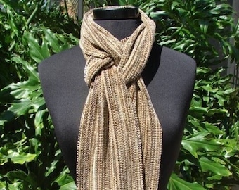 Beige Scarf, Handwoven Scarf, Chenille Scarf,  Lightweight Scarf