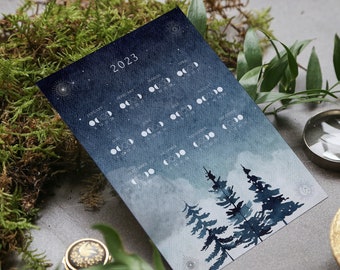 Moon Phase Calendar 2023 // Bohemian Lunar Full Moon Calendar Printable Digital Download