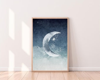 Celestial Moon Botanical Wall Art // Digital Download