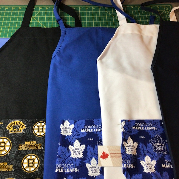 Apron, Choose Pocket Pattern & Add Customized text, Host Gift, Toronto Maple Leafs Apron, NHL Apron, Customized Apron, Hockey Fans / NHL/NFL