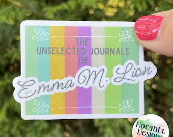 Vinyl Sticker - Unselected Journals of Emma M. Lion vol 1-8 decoration label for water bottle, laptop, journal, Beth Brower, Bookish Gift
