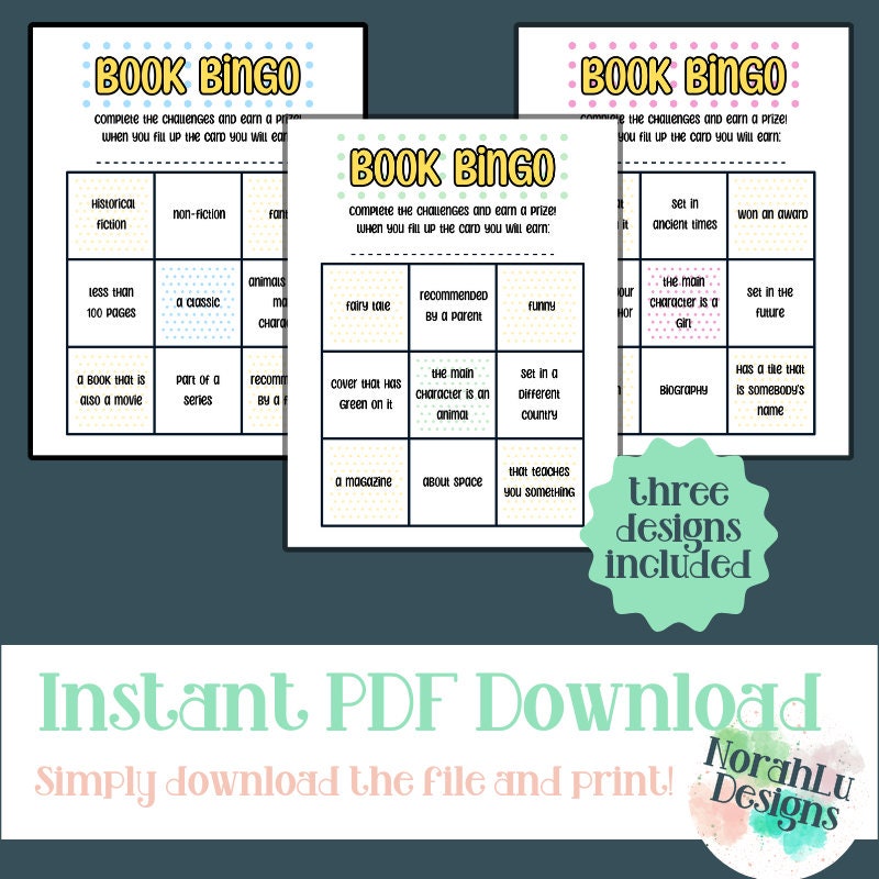 PRINTABLE Book Bingo Tracker, Summer Reading Chart, Summer Bingo for ...