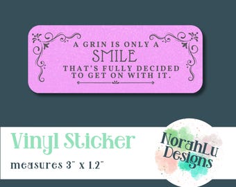 Vinyl Sticker-Unselected Journals of Emma M. Lion Grin is a Smile decoration label, laptop, journal, Beth Brower, Bookish Gift